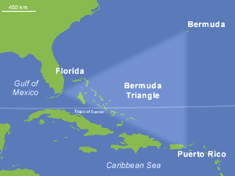 Map of the Bermuda Triangle, Miami, Puerto Rico
